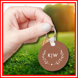 Terrakotta und Weiß | Monogram für moderne Initial Schlüsselanhänger