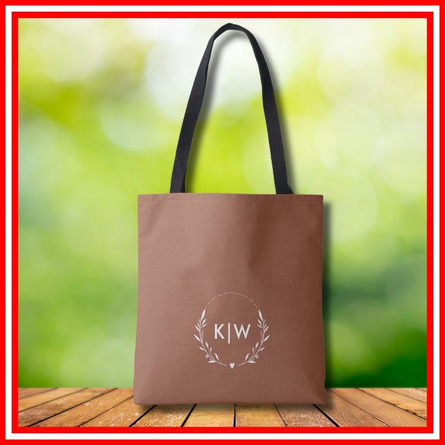 Terrakotta und Weiß | Monogram für moderne Initial Tasche (Terracotta and White | Modern Initials Monogram Tote Bag)
