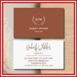 Terrakotta und Weiß | Monogram für moderne Initial Visitenkarte