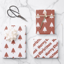 Terrakotta und weiße Bäume Frohe Weihnachtsfeierta