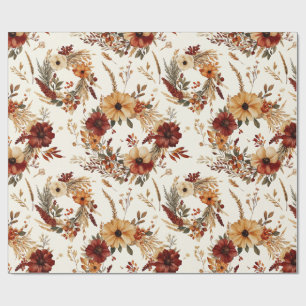 Terrakotta und weiße Blume Botanischer Boho Exotic Geschenkpapier