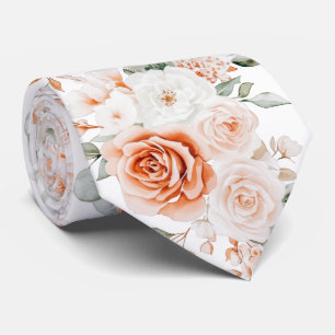 Terrakotta- und weiße Rosen-Halstuch Krawatte