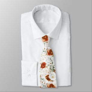 Terrakotta- und weißer Blumen-Hochzeitskrawatte Krawatte