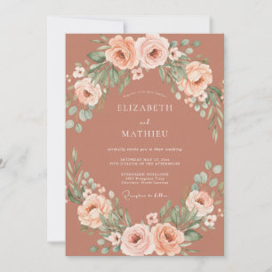 Terrakotta-Üppige Botanische Rustikale Hochzeit Einladung