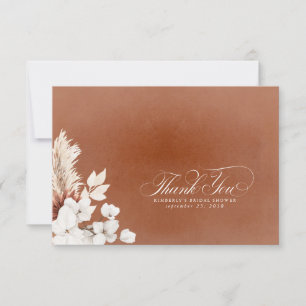 Terrakotta Weiße Florale Boho Kleine Dankeschön Dankeskarte