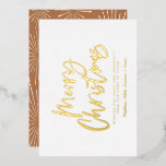 Terrakotta-weiße Schrift frohe Weihnachten Non-Fot Folien Feiertagskarte<br><div class="desc">Terrakotta und weiße Schrift fröhliche Weihnachten nicht Foto moderne Sternstern Design.</div>