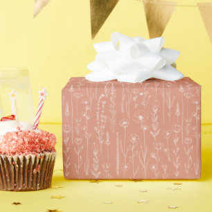Terrakotta-Wildblumen-Blumen-Baby-Shower-Geschenkv Geschenkpapier
