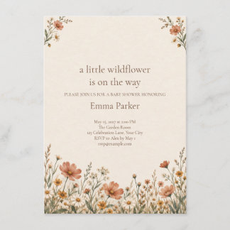 Terrakotta-Wildblumen-Boho-Baby-Party Begleitkarte