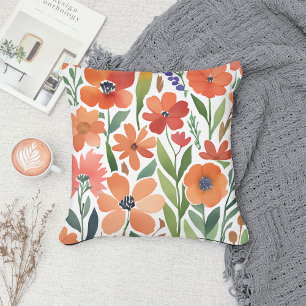 Terrakotta-Wildblumen-Boho-Rustikal-Frühlingsakzen Kissen