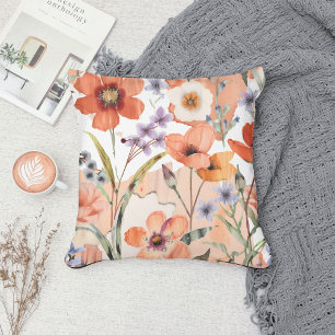 Terrakotta-Wildblumen-Boho-rustikales Frühlingsakz Kissen