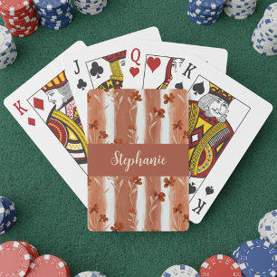 Terrakotta-Wildblumen-Monogramm-Name-Boho Spielkarten