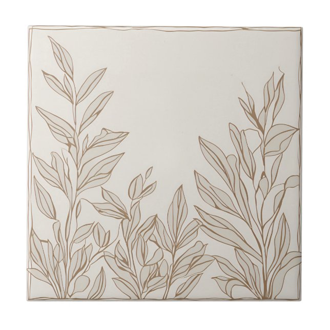 Terrakotta-Wildblumen-Rustikale-Boho-Frühlingsdeko Fliese (Vorderseite)