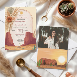 Terrakotta-Wüsten-Boho-Viral-Klassische Hochzeit Einladung