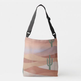 Terrakotta-Wüsten-Sonnenuntergang-Boho-Geometrisch Tragetaschen Mit Langen Trägern