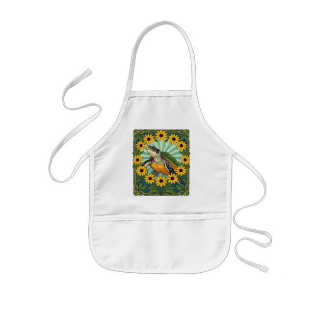 Terrapin And Black Eyed Susan Flowers Art Nouveau  Kinderschürze (Vorne)