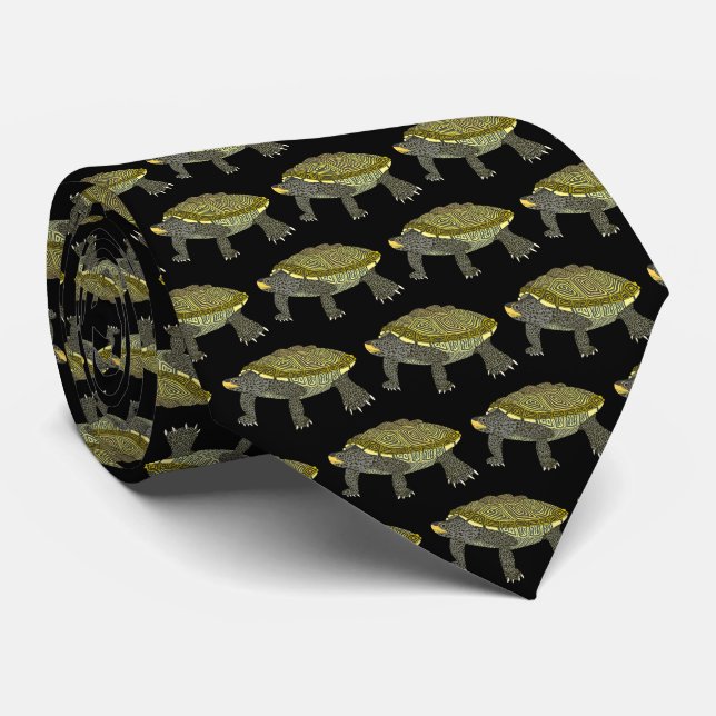 Terrapin (black) - Neck Tie Krawatte (Gerollt)