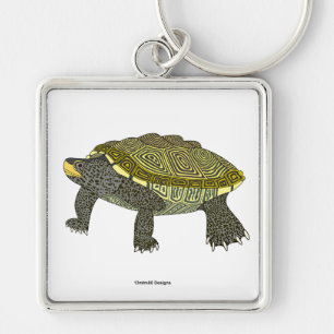 Terrapin (blanc) - Porte-clés carré Premium