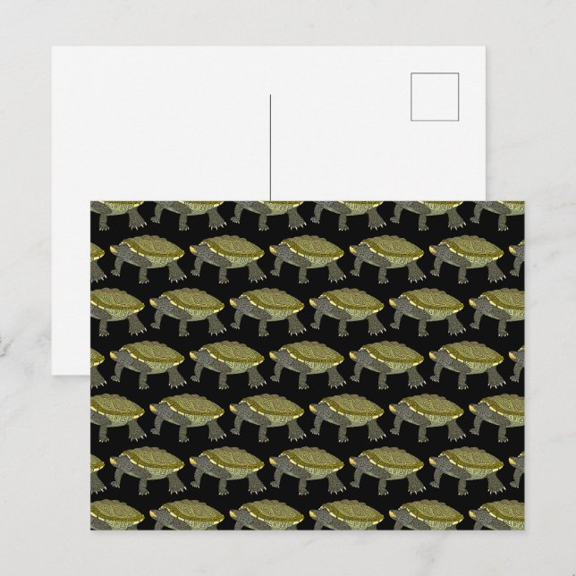 Terrapin (Muster schwarz) - Postkarte (Vorne/Hinten)