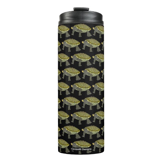 Terrapin (Muster schwarz) - Thermobecher Thermosbecher (Vorderseite)