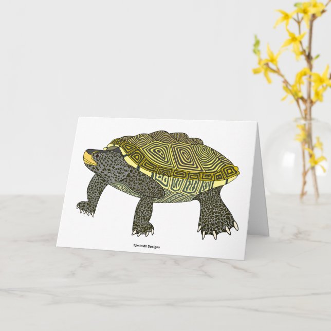 Terrapin (white) - Greeting Card Karte (Gelbe Blume)
