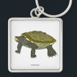 Terrapin (white) - Square Premium Keychain Schlüsselanhänger<br><div class="desc">Presenting a captivating digital illustration of a Diamondback Terrapin,  featuring its distinctive yellow and black striped shell. Created with Procreate,  this piece celebrates the beauty of wildlife.

Drawn for: M</div>