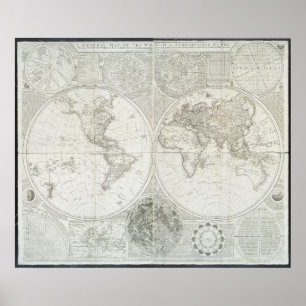 Terraqueous Globe von Samuel Dunn   1787 Poster