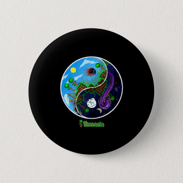 Terraria Night And Day T Shirt  Button (Vorderseite)