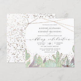 Terrarium Succulents Geometric Wedding Square Einladung