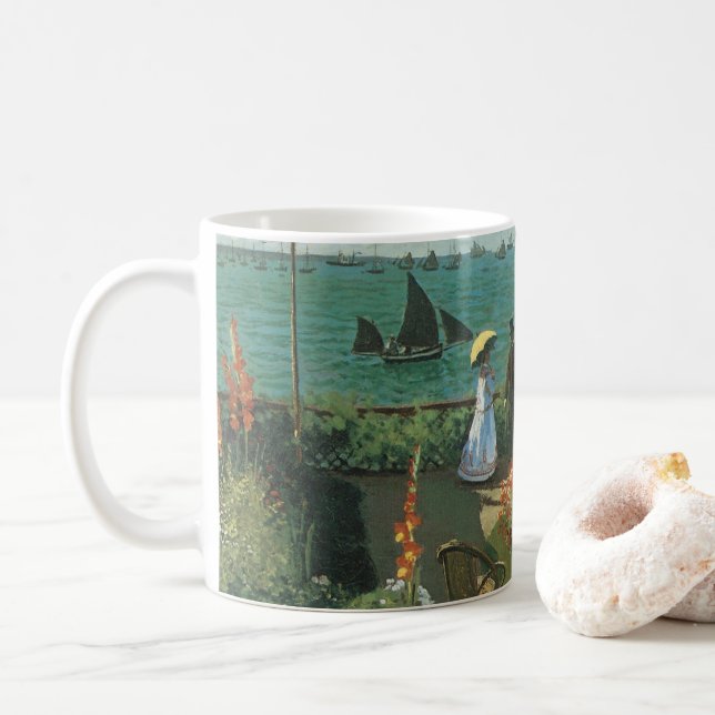 Terrasse am Meer von Claude Monet Kaffeetasse (Mit Donut)