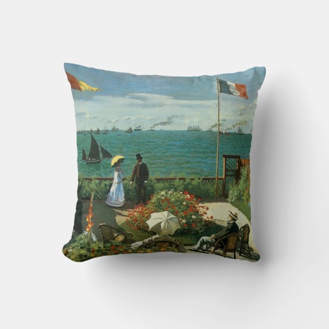 Terrasse am Meer von Claude Monet Kissen (Vorderseite)