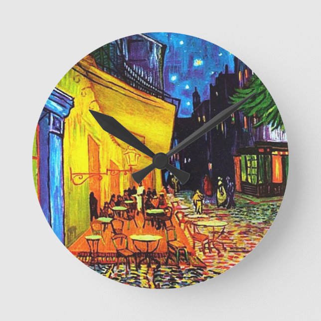 Terrasse Café Terrace on Night Painte Vincent van  Runde Wanduhr (Vorderseite)