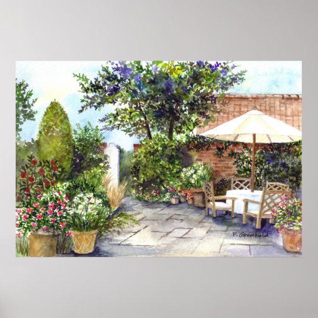 Terrasse des Manor House in Heslington York Poster (Vorne)