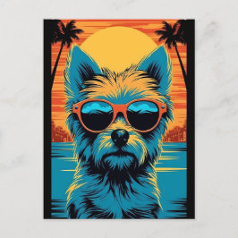 Terrasse mit Sonnenbrille am Strand Postkarte