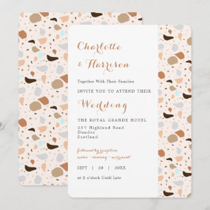 Terrazzo Abstrakt Modern Earthy Wedding Einladung