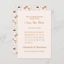 Terrazzo Abstrakt Modern Earthy Wedding Save The Date