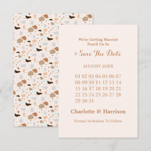 Terrazzo Abstrakt Modern Earthy Wedding Save The Date