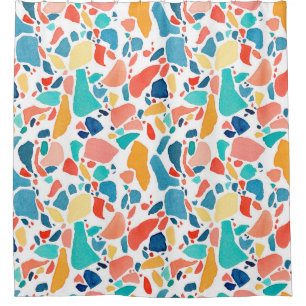 Terrazzo Aquarellmuster nahtlos. Handzeichnung Duschvorhang