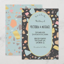 Terrazzo Bass Inlay moderne Hochzeit Einladung
