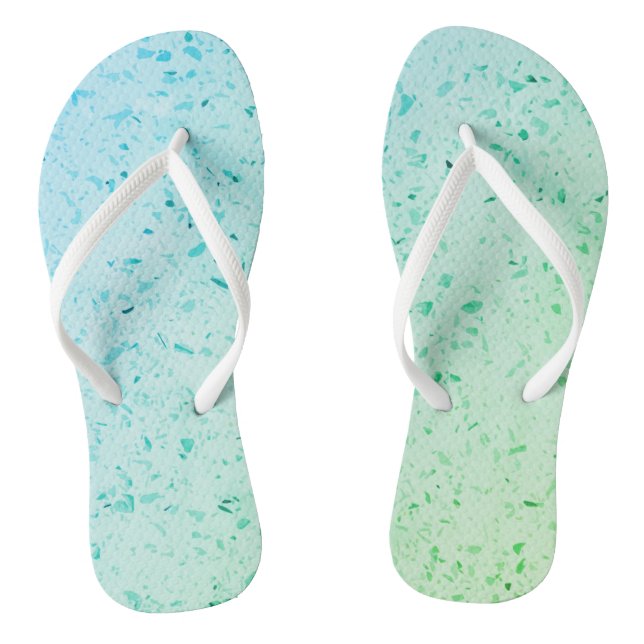 Terrazzo Beach Galets Texture Bleu tongs (Semelle)