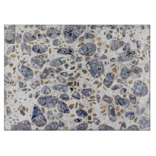 Terrazzo - blauer Achat und Gold auf Marmor #1 Schneidebrett
