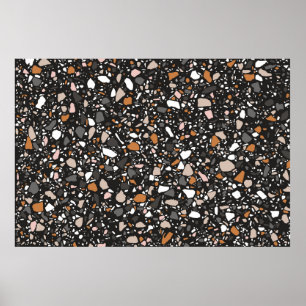 Terrazzo Boden nahtlos in dunklen Farben. Poster