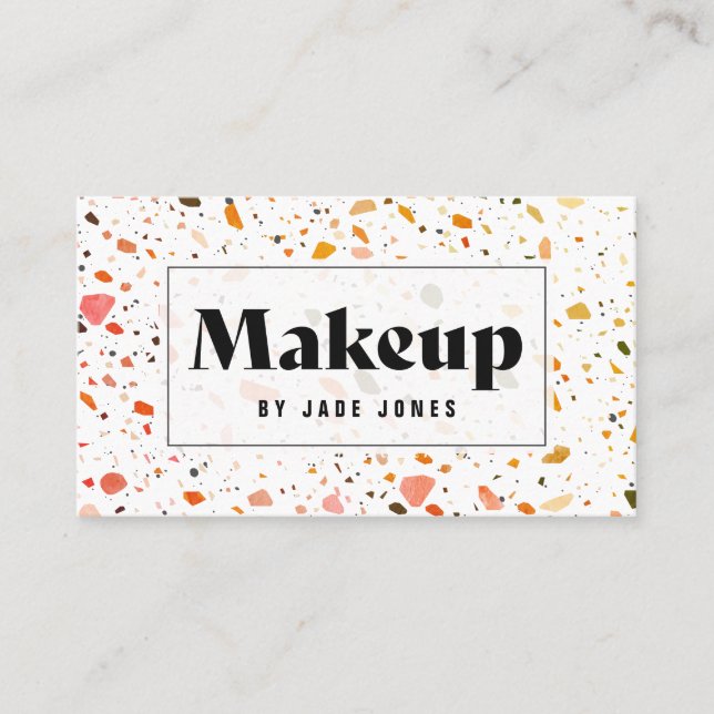 Terrazzo Bold Makeup Künstler Kosmetologe Visitenkarte (Vorderseite)