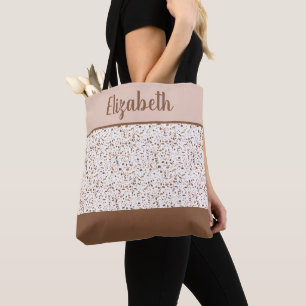 Terrazzo Braun und Beige und Weiß Abstract  Tasche
