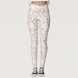 Terrazzo Braun und Beige und Weiß Leggings