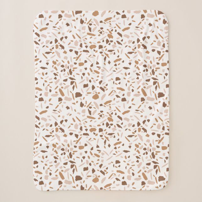 Terrazzo Brown Beige weiße neutrale Farben Sherpadecke (Vorderseite)