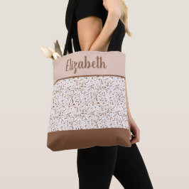 Terrazzo Brown und Beige und Weiß Abstrakt Tasche