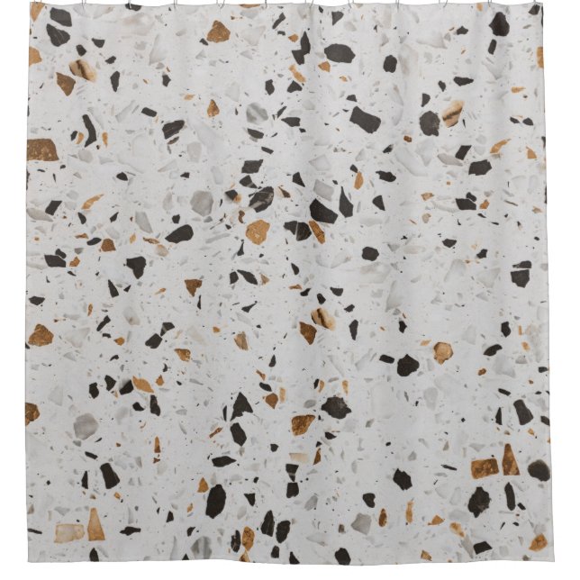 Terrazzo Concept: Vintages abstraktes Design Duschvorhang (Vorderseite)
