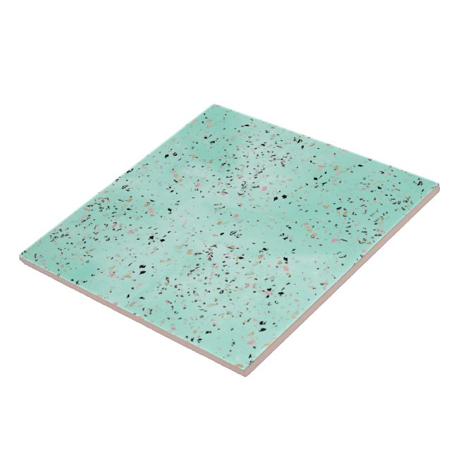 Terrazzo-Design aus Minz- und Goldmarmor Confetti Fliese (Seite)