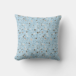 Terrazzo Design Blue Tan Brown Muster Kissen
