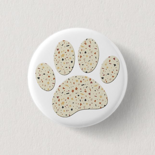 Terrazzo Dog Pawprint Muster Art Button (Vorderseite)